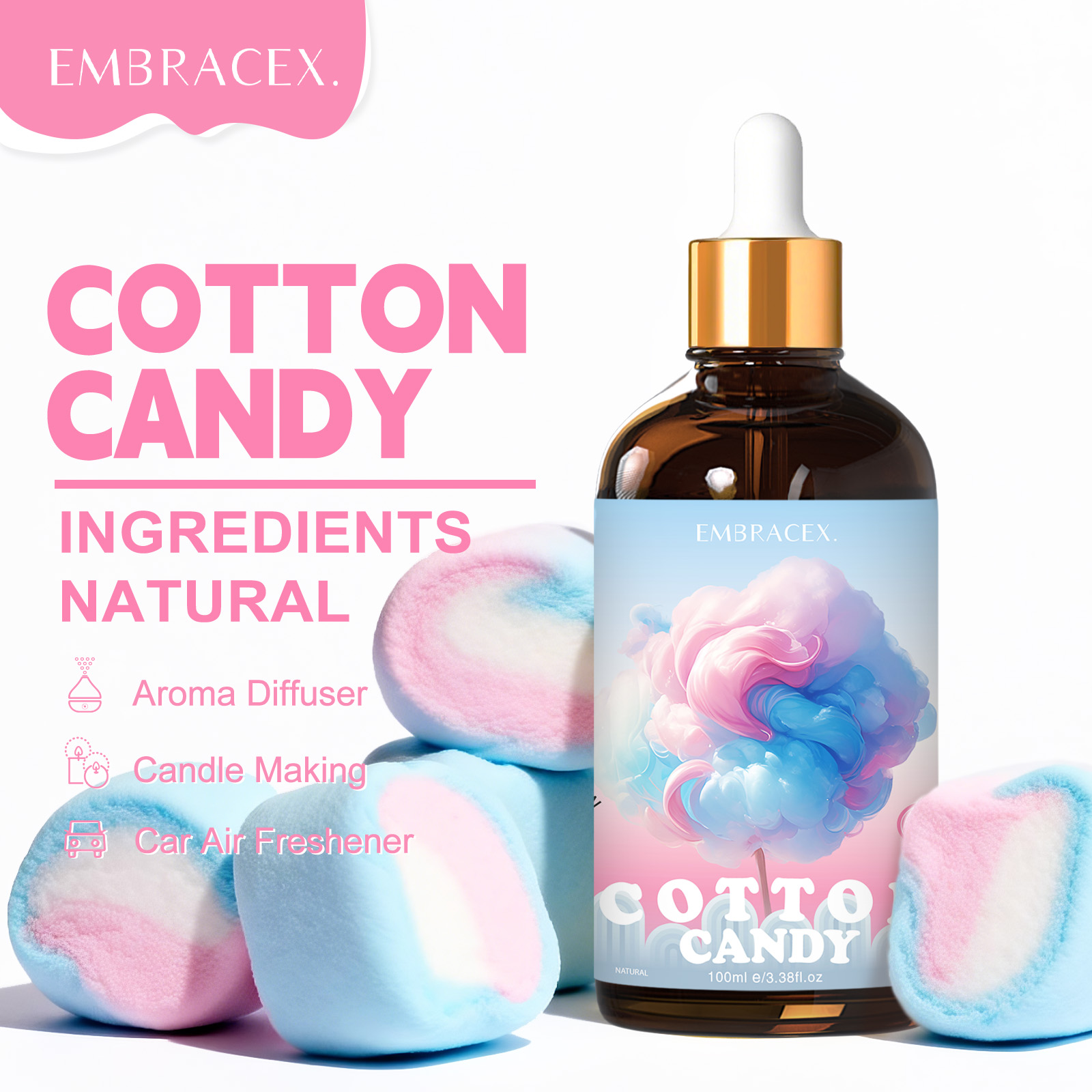 Candle Making Oil Scents - 100ml Cotton Candy Essential Oil Diffusers
