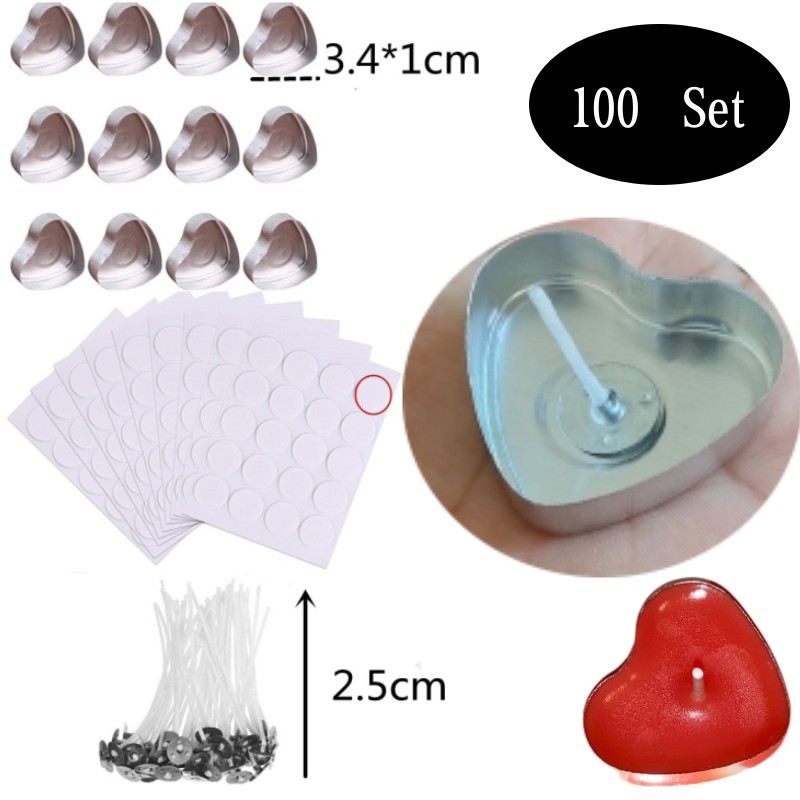 Candle Making Course - 100 Sets Heart shaped Empty Aluminum