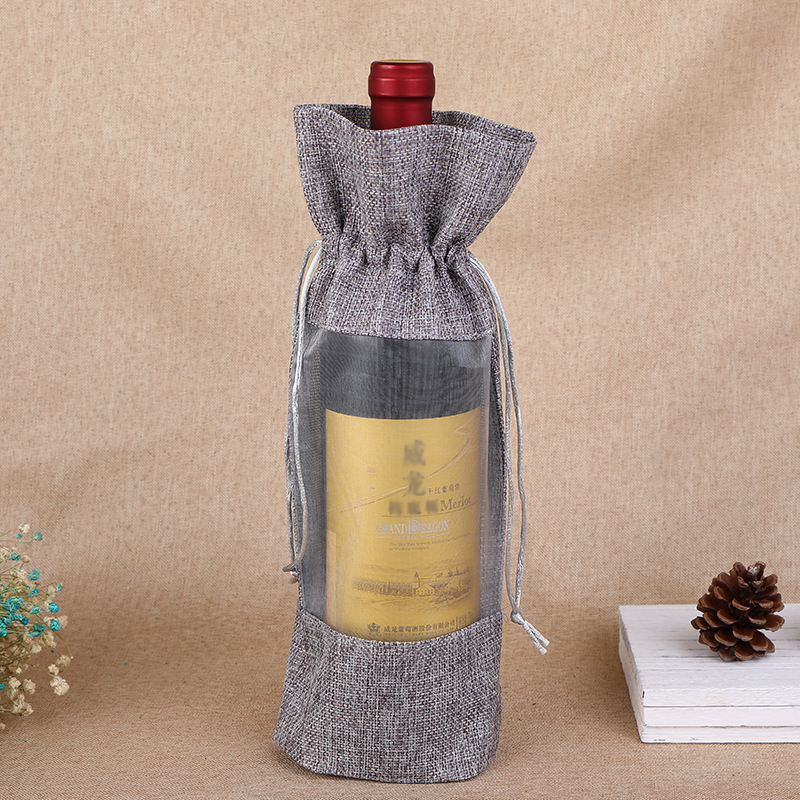 Jute Bag Packaging - 1pcs Imitation Jute Wine Bottle Bag