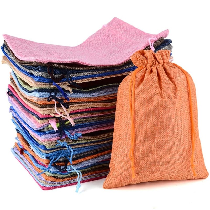 Jute Bag Packaging - 50pcs 13X18CM/10X14CM/9X12CM/7X9CM Drawstring Burlap Bag Jute