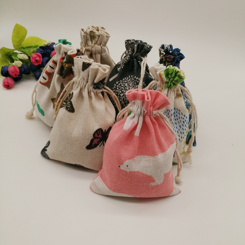 Jute Bag Packaging - 100pcs Pattern Style Jewelry Storage Bags