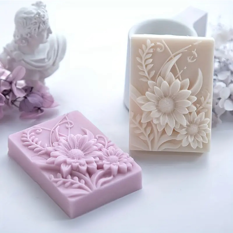 Candle Making Ideas - 3D Flower Square Soap Silicone Mold