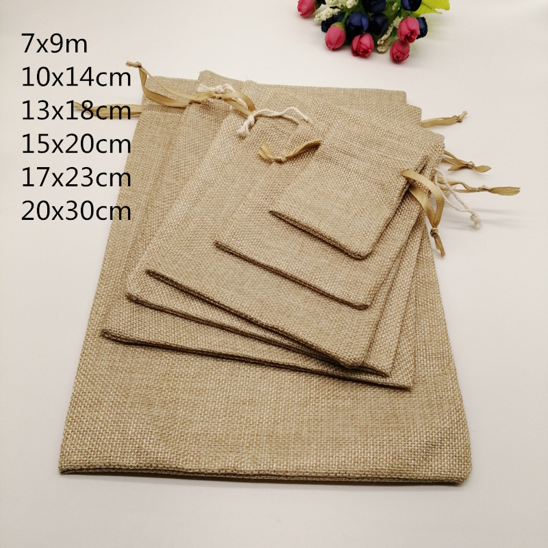 Jute Bag Packaging - 5pcs Fabric Jute Bags Gift Packaging