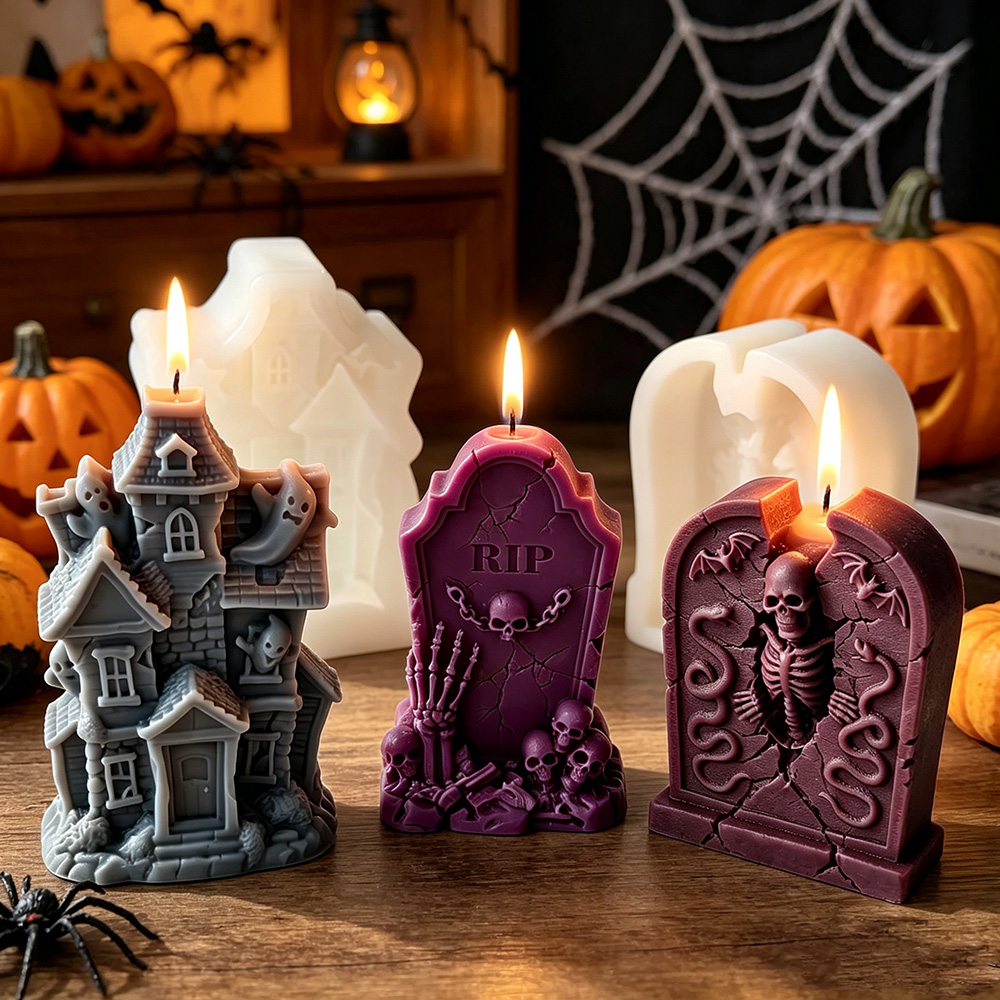 Candle Making Ideas - Halloween Tombstone Silicone Mold Haunted House