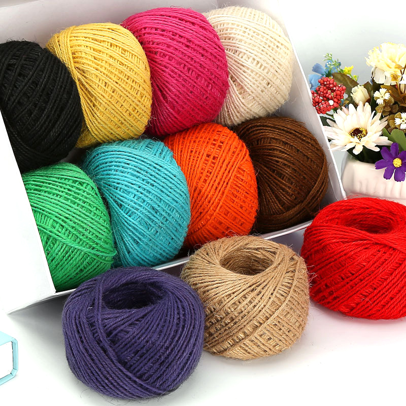 Jute Bag Packaging - DIY Natural 2mm 50M/Roll Colorful Jute