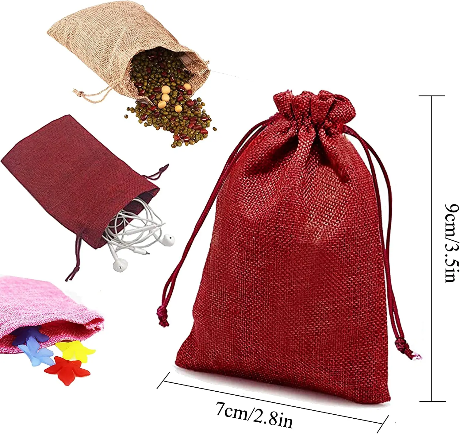 10/5Pcs Jute Drawstring Natura - Jute Bag Packaging recension och pris