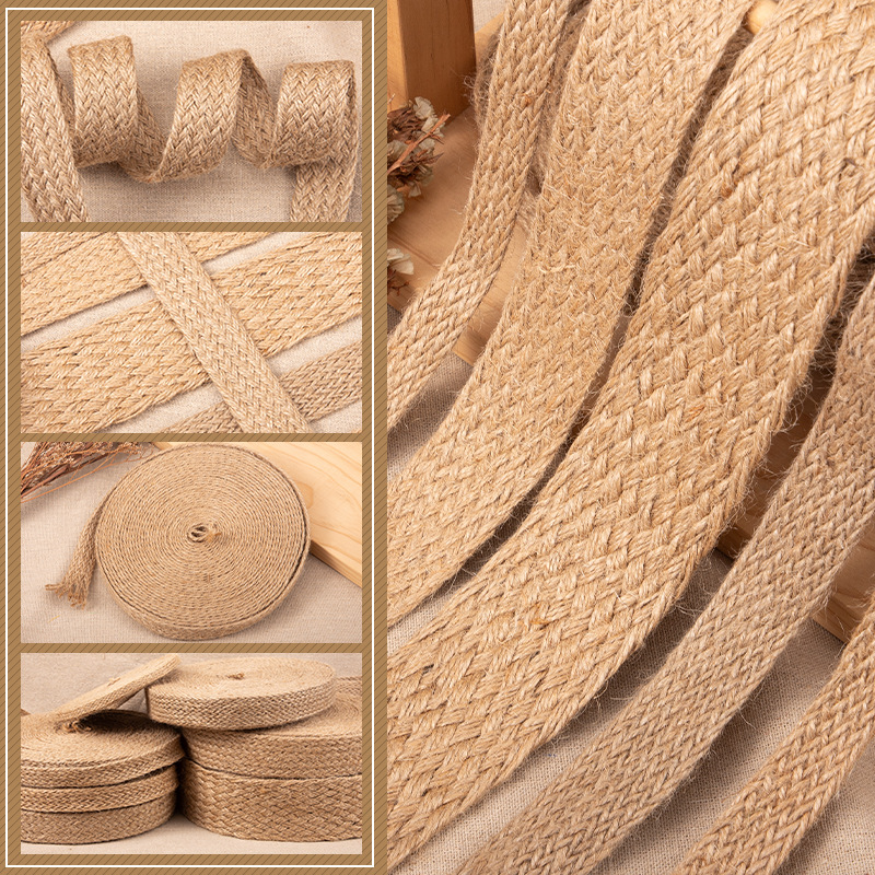 10M/Roll Flat Braided Jute Cor - Jute Bag Packaging recension och pris