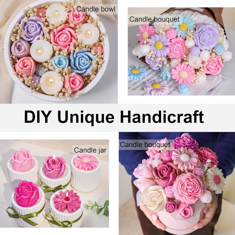 5Flower Candle Mold Set，3D Flo - Candle Making Kit Wholesale recension och pris