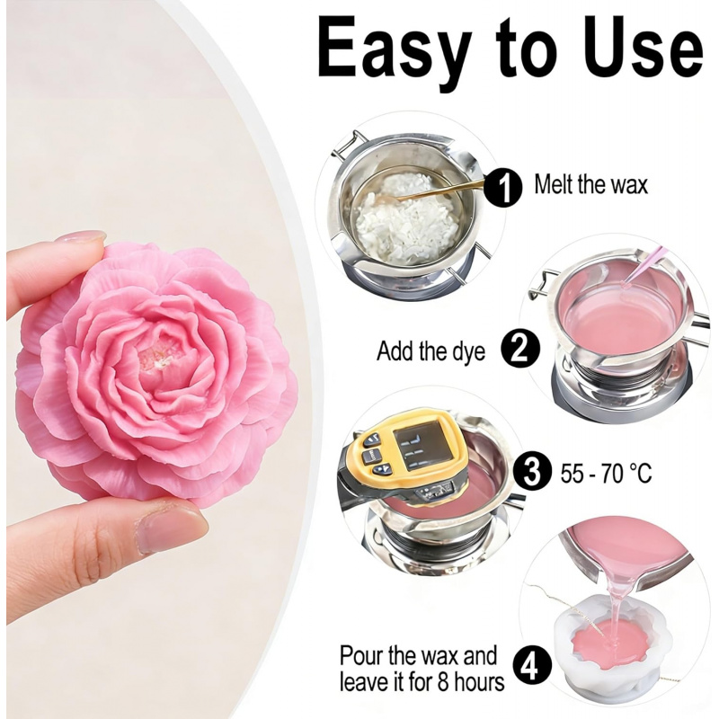 5Flower Candle Mold Set，3D Flo - Candle Making Kit Wholesale recension och pris