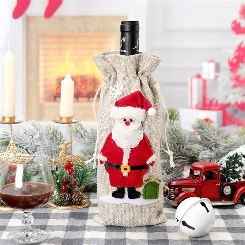 Xmas Snowman Santa Claus Wine  - Jute Bag Packaging recension och pris