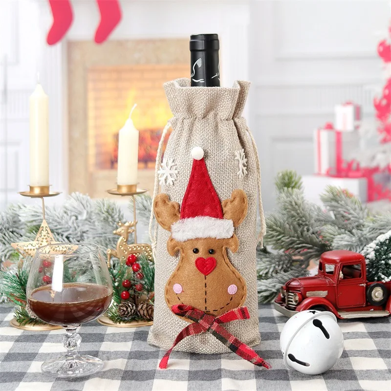 Xmas Snowman Santa Claus Wine  - Jute Bag Packaging recension och pris